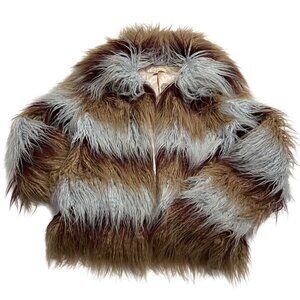 Blush Noir Faux Fur Coat in Blue Brown